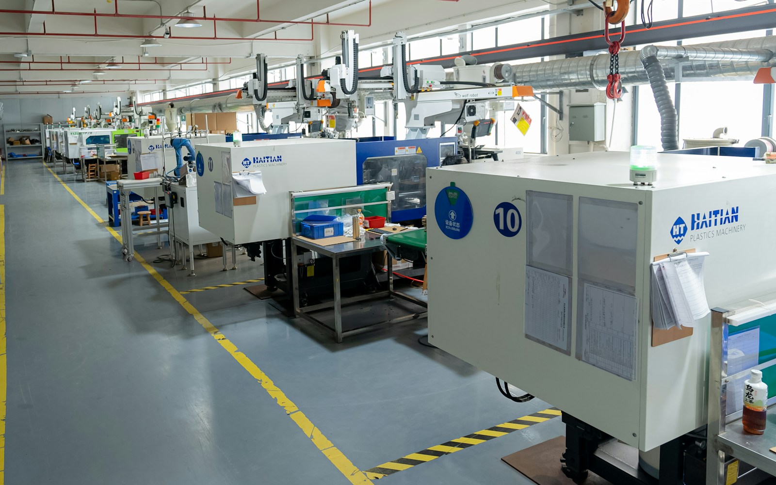 A plastics injection-moulding production workshop